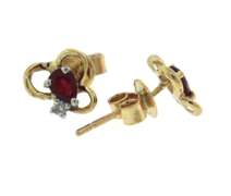 Fantastic Ruby and Diamond Swirl Button Earrings