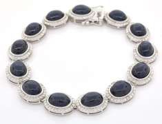 Sparkling 39.79CTW Star Sapphire & Diamond Bracelet in Sterling Silver