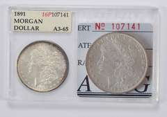 A3-65 1891 Morgan Silver Dollar - Accugrade Graded