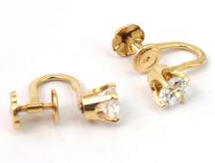 Elegant CZ Screw-Back Earrings in 14KT Yellow Gold
