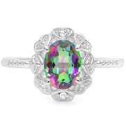 STERLING SILVER 1.16 CT MYSTIC GEMSTONE & RING