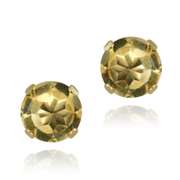 18K Gold over Sterling Silver 1.5ct Citrine Stud Earrings, 6mm
