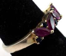 Intriguing Pink Tourmaline & Sapphire Ring in Sterling Silver