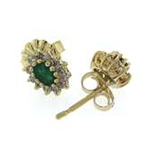 Fancy Yellow Gold Emerald and Diamond Earrings