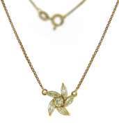 Handsome 18kt Diamond Flower Pendant on Chain