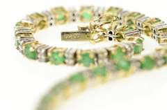 14K Yellow Gold Classic Emerald Diamond Accent Tennis Bracelet