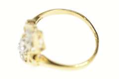 14K Yellow Gold 1930's Diamond Ornate Engagement Bypass Ring