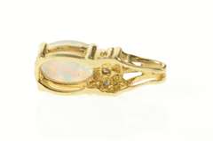 10K Yellow Gold Oval Syn. Opal CZ Accent Statement Pendant