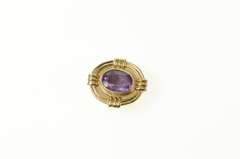 14K Yellow Gold Ornate Amethyst Oval Slide Bracelet Charm/Pendant