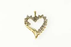 10K Yellow Gold Classic Wavy Simple Diamond Heart Love Pendant
