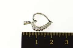 10K White Gold Classic Cubic Zirconia Love Symbol Heart Pendant