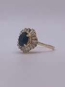 14kt Gold Blue Sapphire & Diamond Cocktail Ring