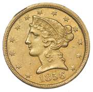1856-C $5 Liberty Head Gold Half Eagle - Unc Details