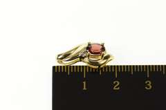 10K Yellow Gold Garnet Diamond Accent Wavy Statement Pendant