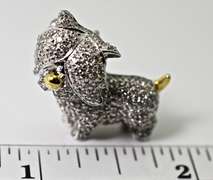 Whimsical Diamond-Covered 18K Dog Brooch/Pendant