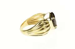 14K Yellow Gold Smoky Quartz Ornate Solitaire Statement Ring