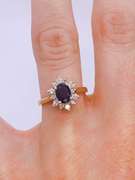 14kt Gold Blue Sapphire & Diamond Halo Cocktail Ring