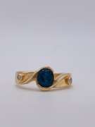 18kt Gold, Blue Sapphire, & Diamond Band Ring
