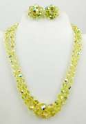 Vintage Yellow Crystal Necklace & Earrings