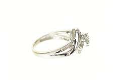 10K White Gold Diamond Flower Cluster Bypass Engagement Ring