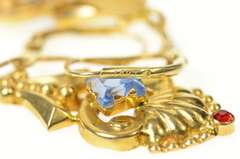 14K Yellow Gold 1930's Art Deco Ornate Sim. Topaz Dangle Earrings