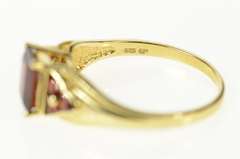 10K Yellow Gold Emerald Garnet Cluster Accent Statement Ring