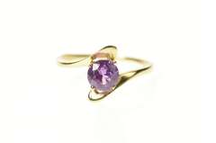10K Yellow Gold Round Pink Topaz Wavy Bypass Statement Ring