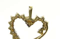 10K Yellow Gold Classic Wavy Simple Diamond Heart Love Pendant