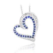 Created Sapphire & Diamond Accent Floating Heart Necklace