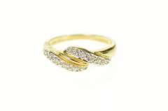 14K Yellow Gold Wavy Diamond Inset Classic Statement Band Ring