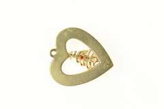 14K Yellow Gold Retro Pleated Heart Christmas Tree Charm/Pendant
