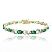 18K Gold Plated 5.4ct Created Emerald & Diamond Accent Infinity Links Bracelet