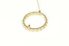 14K Yellow Gold Retro Pearl Circle Classic Statement Pin/Brooch