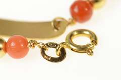 14K Yellow Gold Victorian Coral Engravable Chain Child's Bracelet