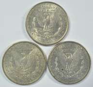 1883, 1884, & 1885 Morgan Silver Dollars. High end
