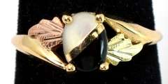 Edgy Mother-of-Pearl & Onyx Ring in Two-Tone Gold