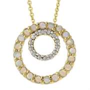 18k Gold over Silver Created Opal and Diamond Accent Eternity Pendant
