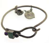 Sterling Silver Choker Necklace with Bangle