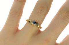 10K Yellow Gold Blue Topaz Diamond Accent Classic Statement Ring