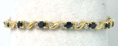 Elegant Sapphire & Diamond Accent Bracelet in 14KT Yellow Gold