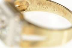 10K Yellow Gold Squared Men's Orange Blossom CZ Wedding Ring