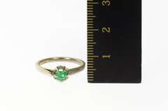 18K White Gold Square Natural Emerald Retro Promise Ring