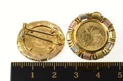 14K Yellow Gold 1945 Dos y Medio 2.50 Pesos Coin French Clip Earrings