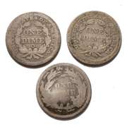 1850 O 1857 O &1891 O Seated Dimes