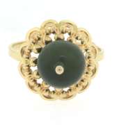 Fabulous 18kt Green Jade Bead Ring