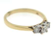 Brilliant Yellow Gold app .50ctw Diamond 3 Stone Ring