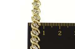 14K Yellow Gold 1.82 Ctw Wavy Diamond Cluster Classic Tennis Bracelet