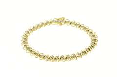 14K Yellow Gold 1.82 Ctw Wavy Diamond Cluster Classic Tennis Bracelet