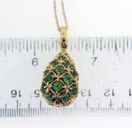 Italian Sterling Silver Green Tourmaline  Egg Necklace