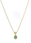 Charming Yellow Gold Emerald and Diamond Necklace
